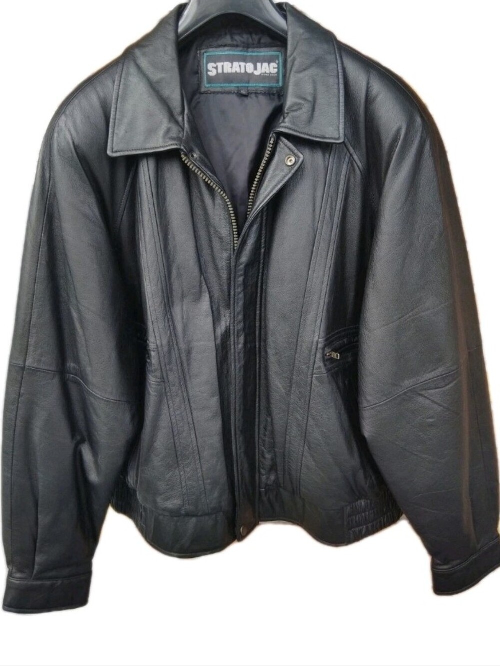 Vintage Stratojac Men's Black Leather Jacket Sixe XL.